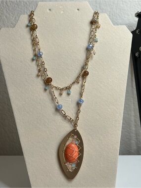 NWT Cato semiprecious stone gold tone double strand necklace